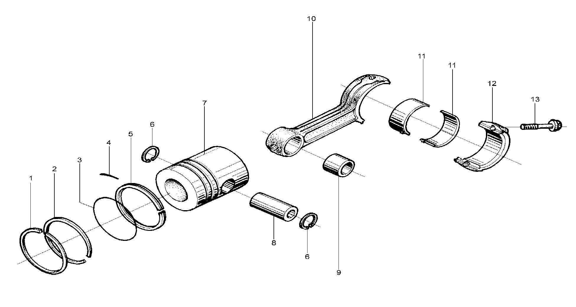 Piston & connecting rod - A490BT & C490BT Engines